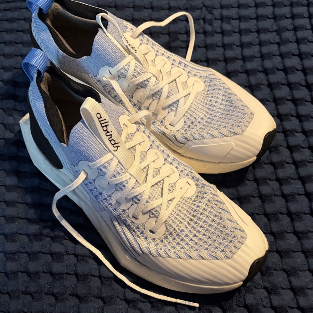 Allbirds Light Blue and White Running Shoes